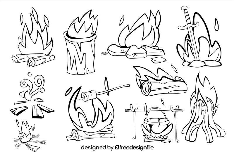Bonfire black and white vector