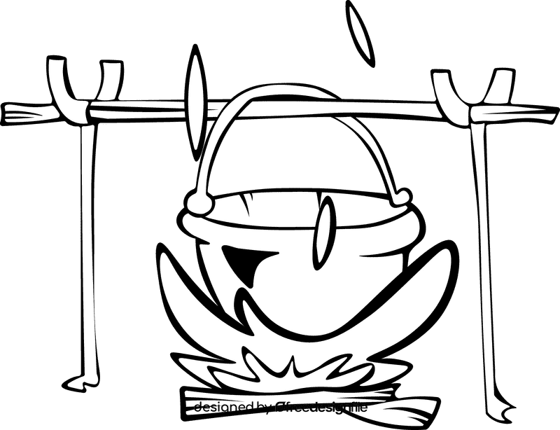 Bonfire Pot black and white clipart