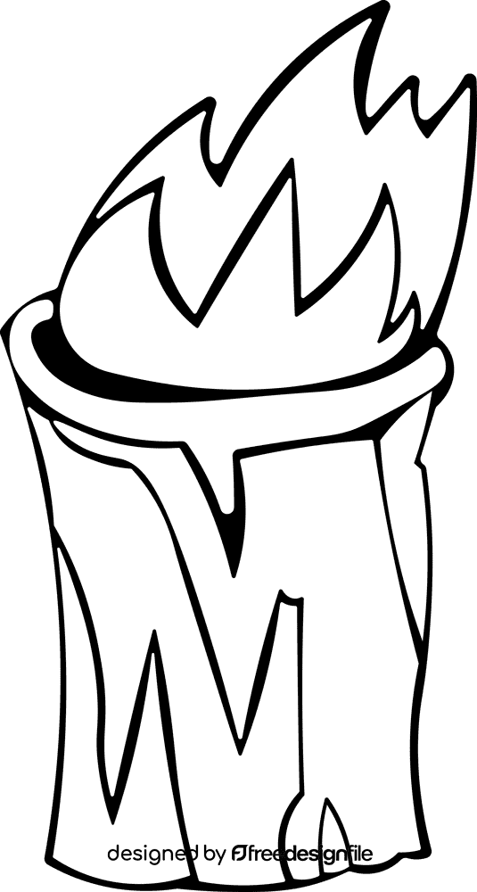 Bonfire Stump black and white clipart