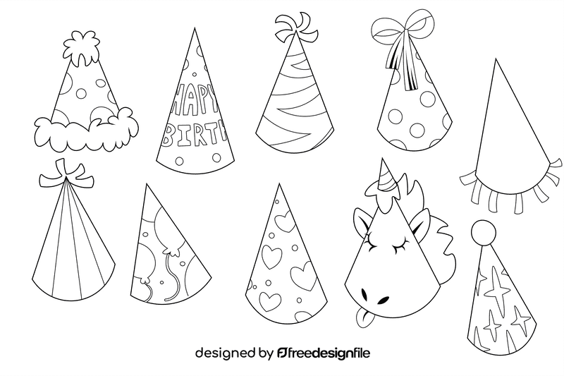 Birthday Hat black and white vector