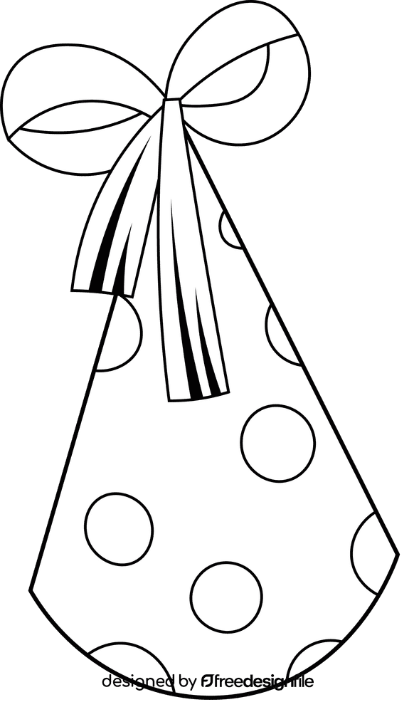 Birthday Hat Dotted black and white clipart
