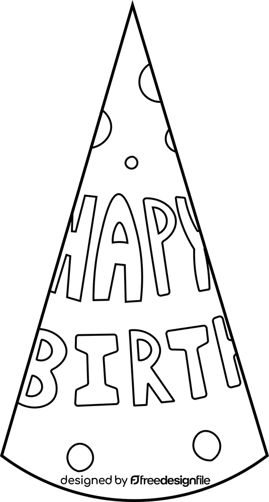Birthday Hat Happy Birthday black and white clipart