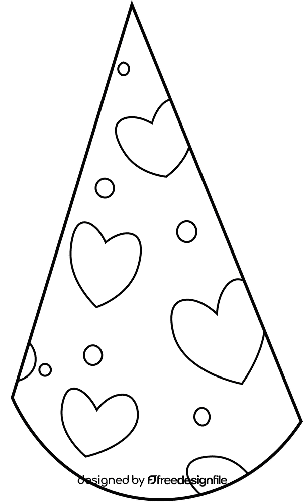 Birthday Hat Hearts black and white clipart