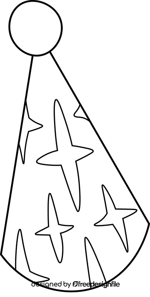 Birthday Hat Stars black and white clipart