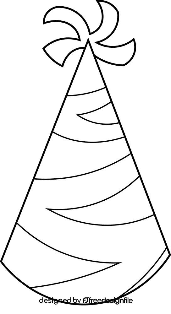 Birthday Hat Stripes black and white clipart