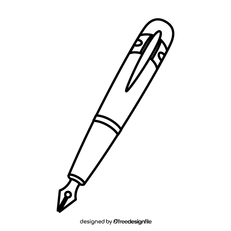 Ink pen drawing black and white clipart vector free download