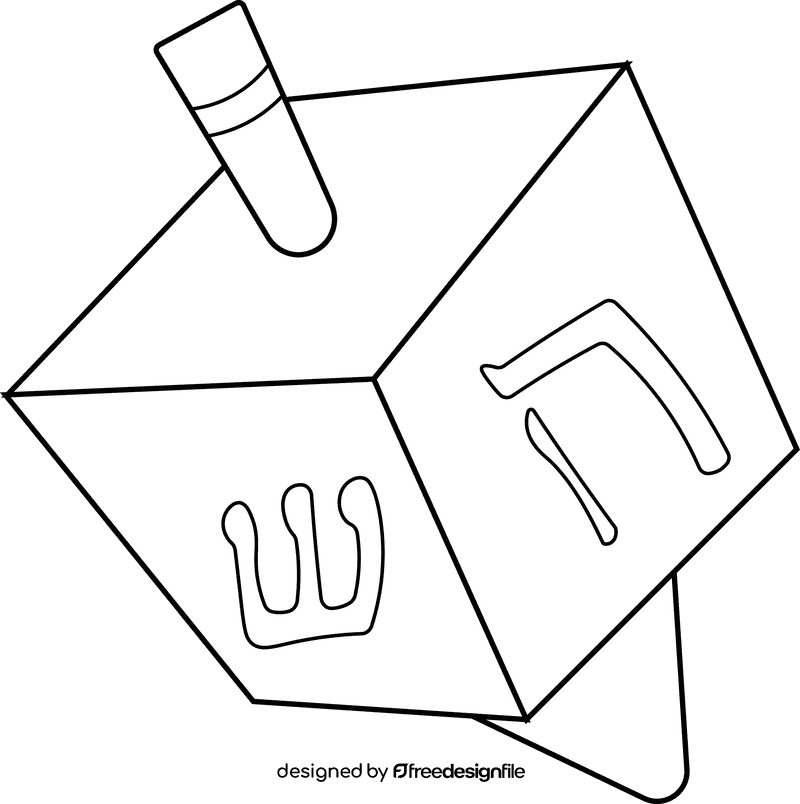 Dreidel black and white clipart
