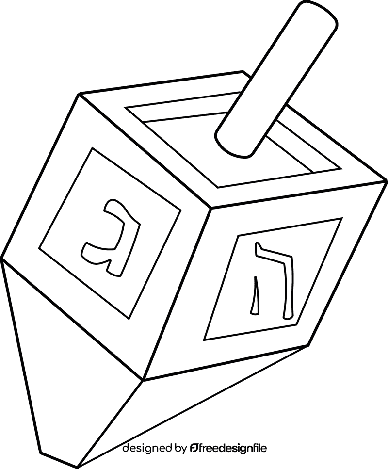 Dreidel black and white clipart