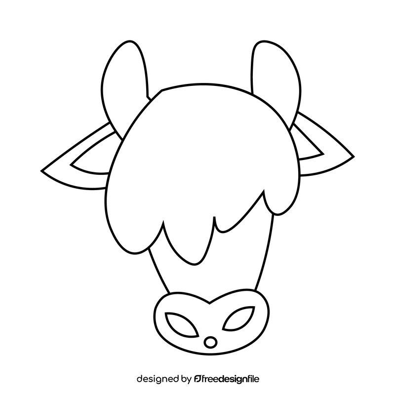 Bison head black and white clipart