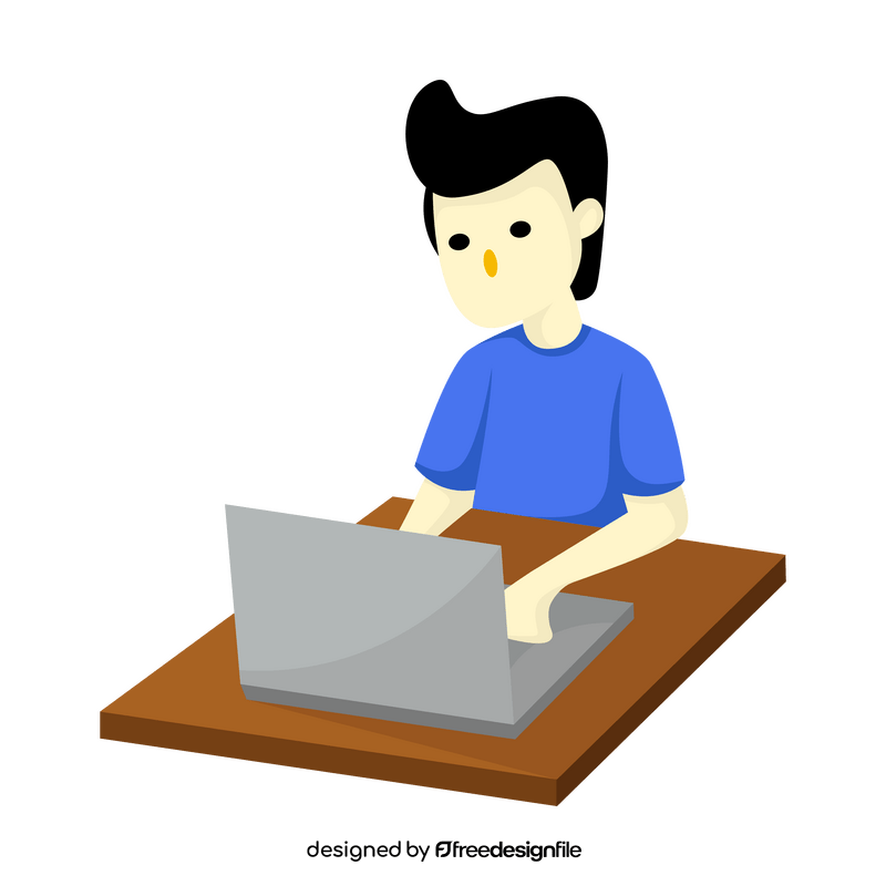 Writer writing on computer, laptop clipart