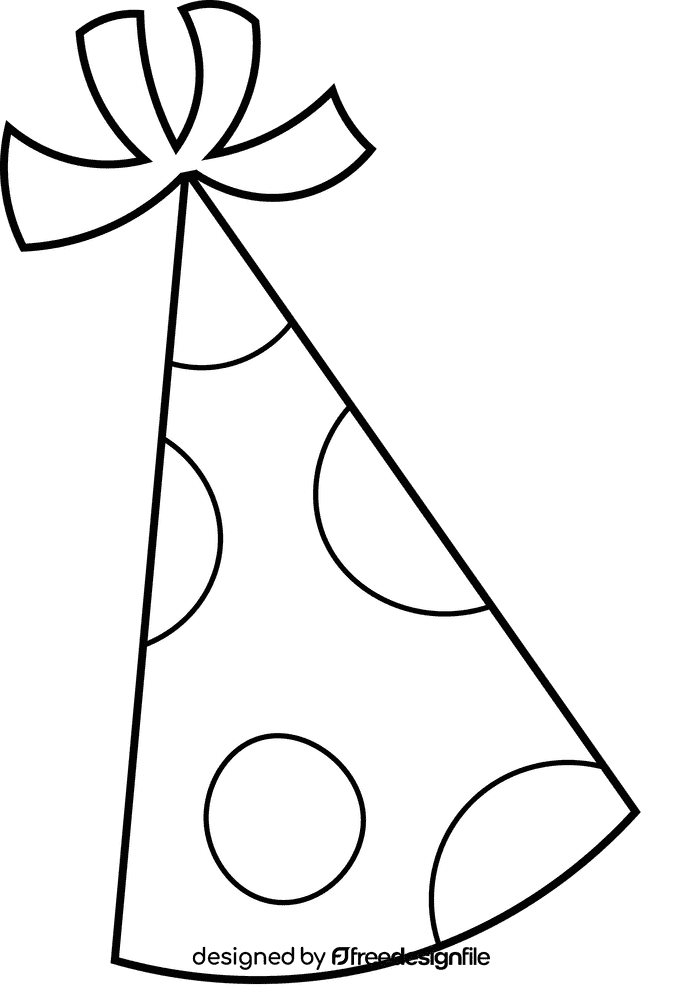 Party Hat Dotted black and white clipart