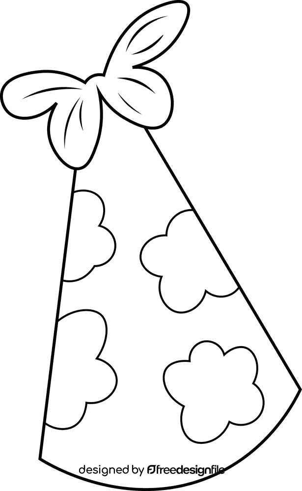 Party Hat Flowers black and white clipart