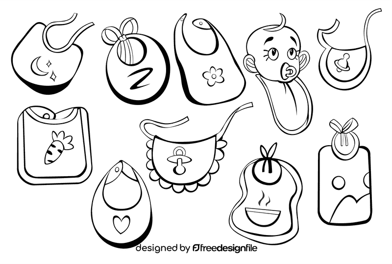Baby Bib black and white vector