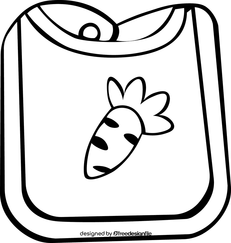 Baby Bib Carrot black and white clipart