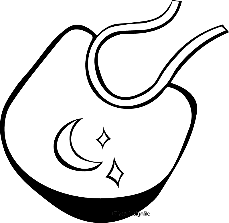 Baby Bib Moon black and white clipart