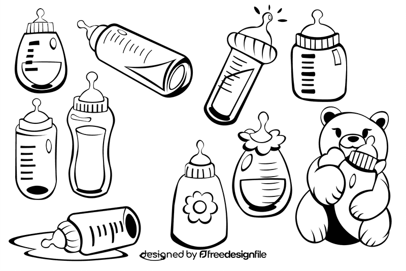 Baby Milk Bottle black and white vector