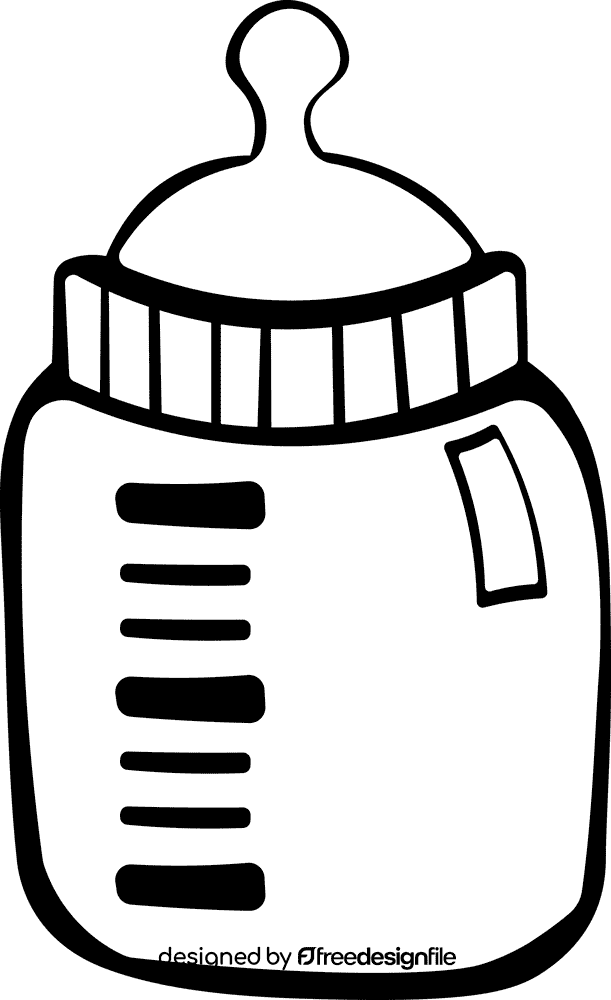 Baby Milk Bottle Empty black and white clipart
