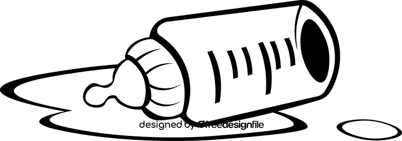 Baby Milk Bottle Spilled black and white clipart