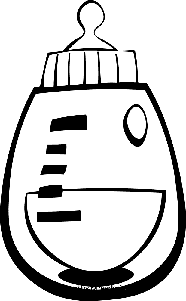 Baby Milk Bottle With Milk black and white clipart