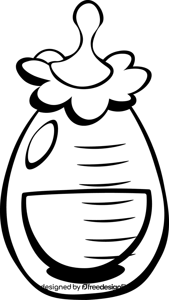 Baby Milk Bottle With Milk black and white clipart