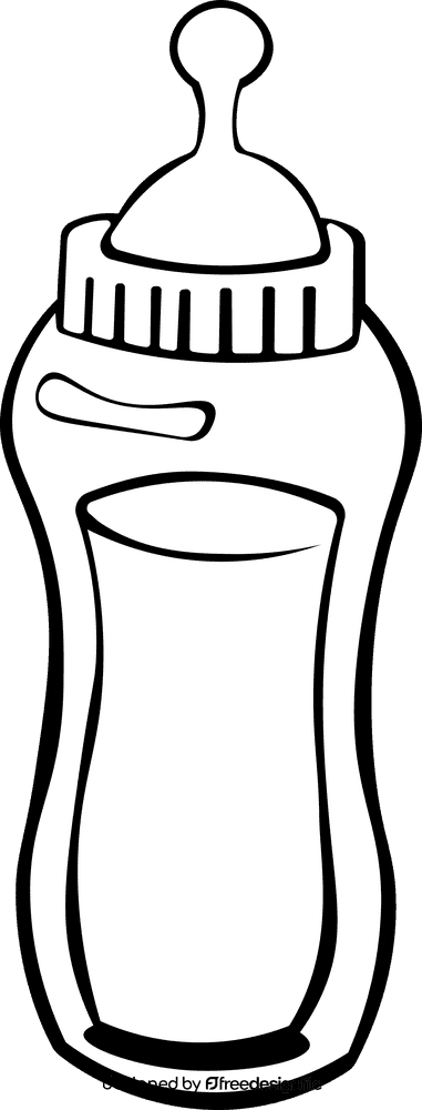 Baby Milk Bottle With Milk black and white clipart