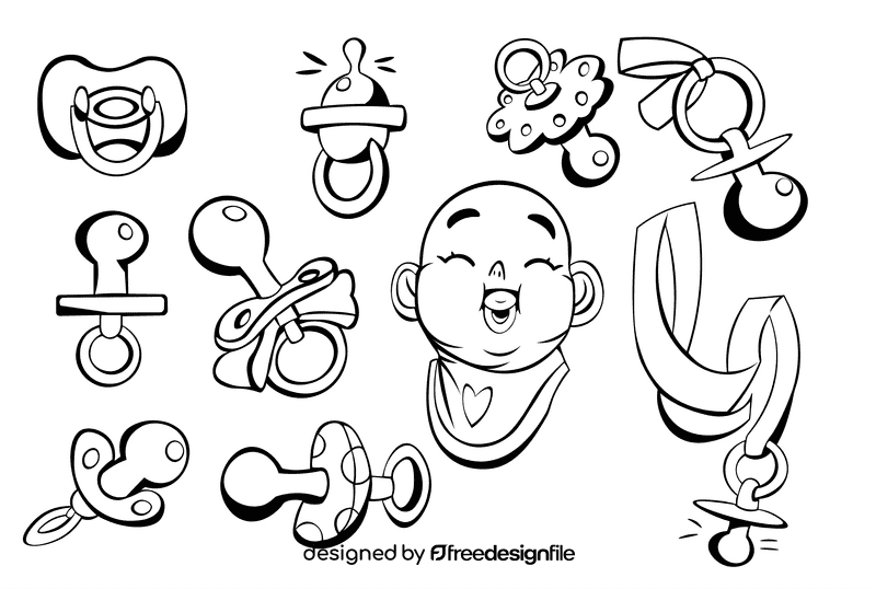 Baby Pacifier black and white vector