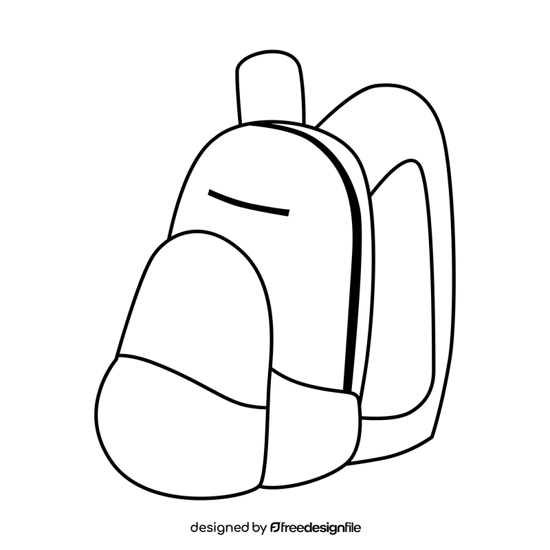 Cycling backpack drawing black and white clipart