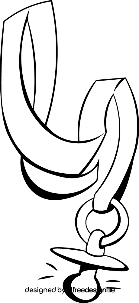 Baby Pacifier Ribbon black and white clipart