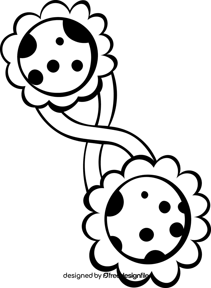 Baby Rattle Flower black and white clipart