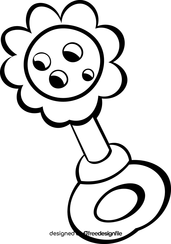 Baby Rattle black and white clipart