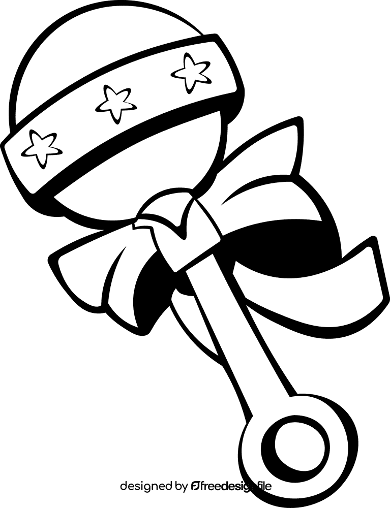 Baby Rattle Ribbon black and white clipart