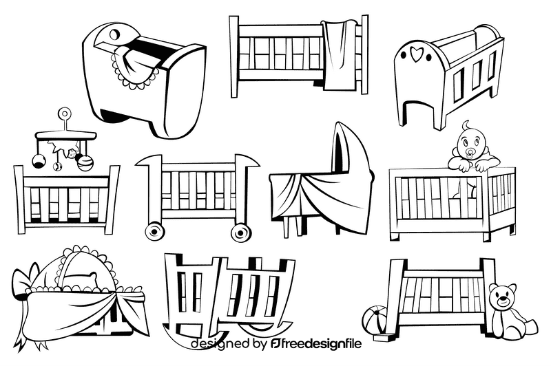 Crib black and white vector