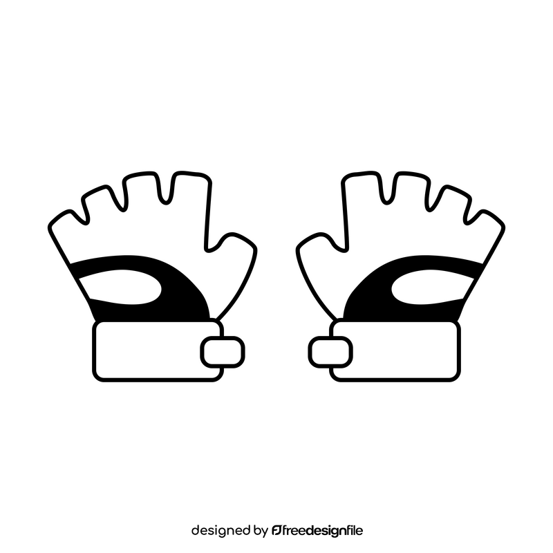 Cycling gloves drawing black and white clipart