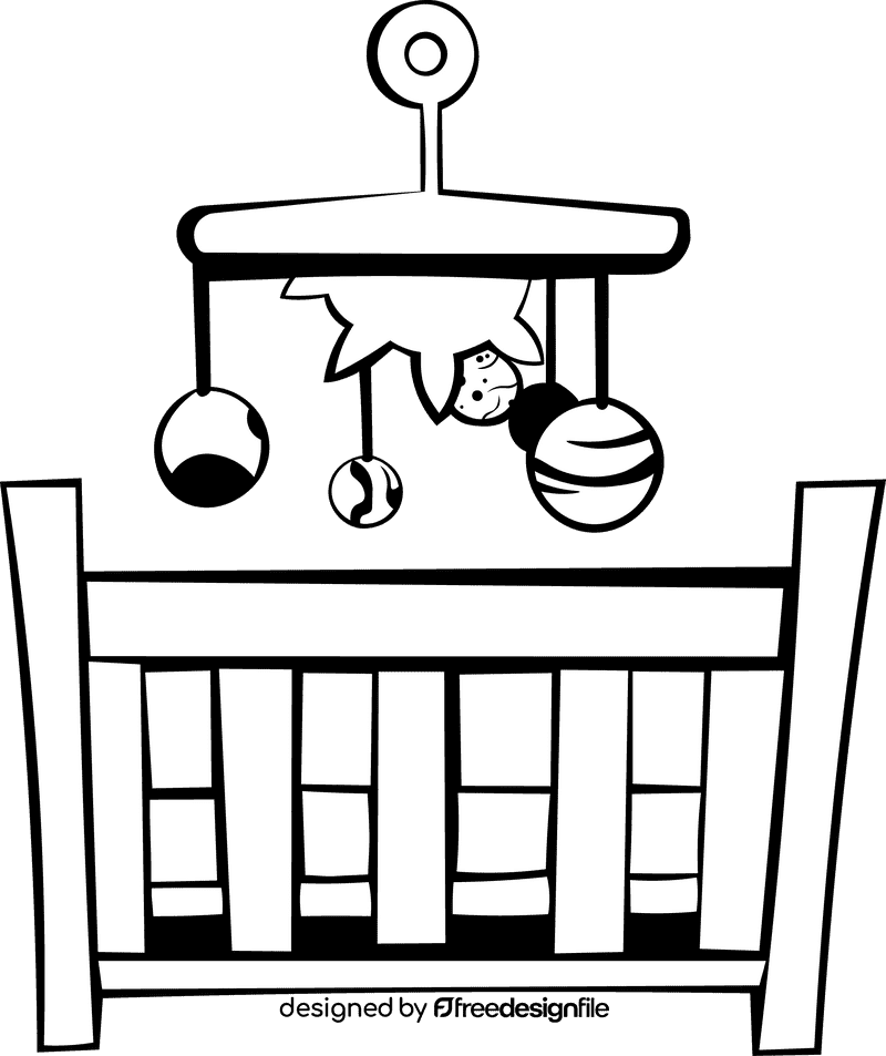 Crib Planets black and white clipart