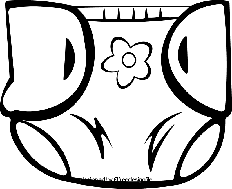 Diaper Flower black and white clipart