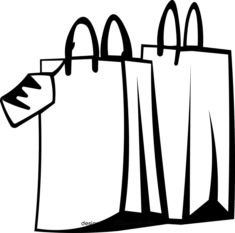 Shopping Bag Label black and white clipart