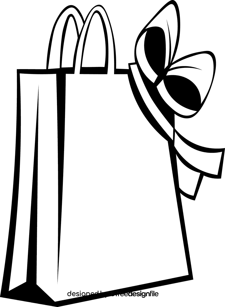 Shopping Bag Present black and white clipart
