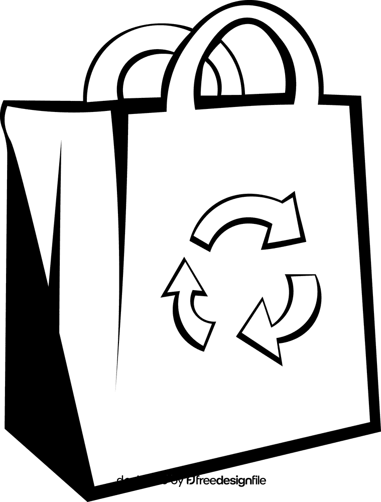 Shopping Bag Recycle black and white clipart