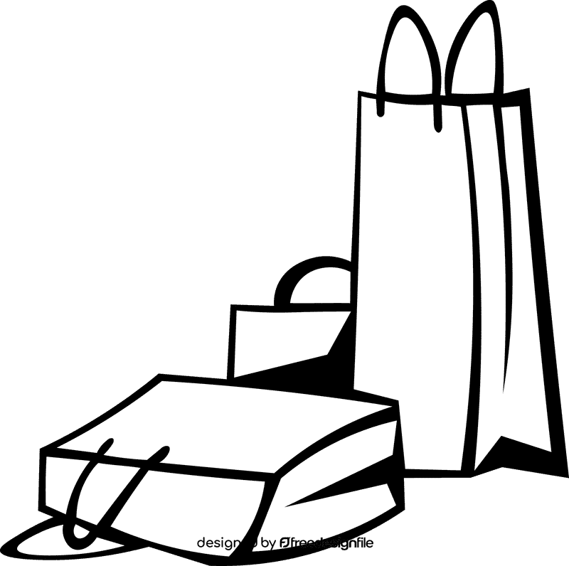 Shopping Bag Triple black and white clipart