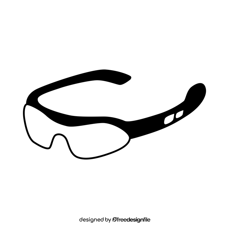 Sport, cycling sunglasses drawing black and white clipart