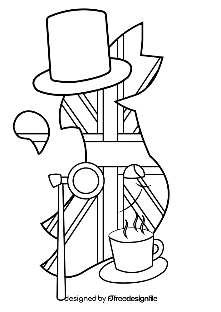 Map of Great Britan black and white clipart