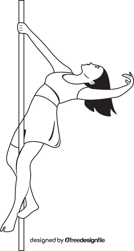 Pole dance drawing black and white clipart