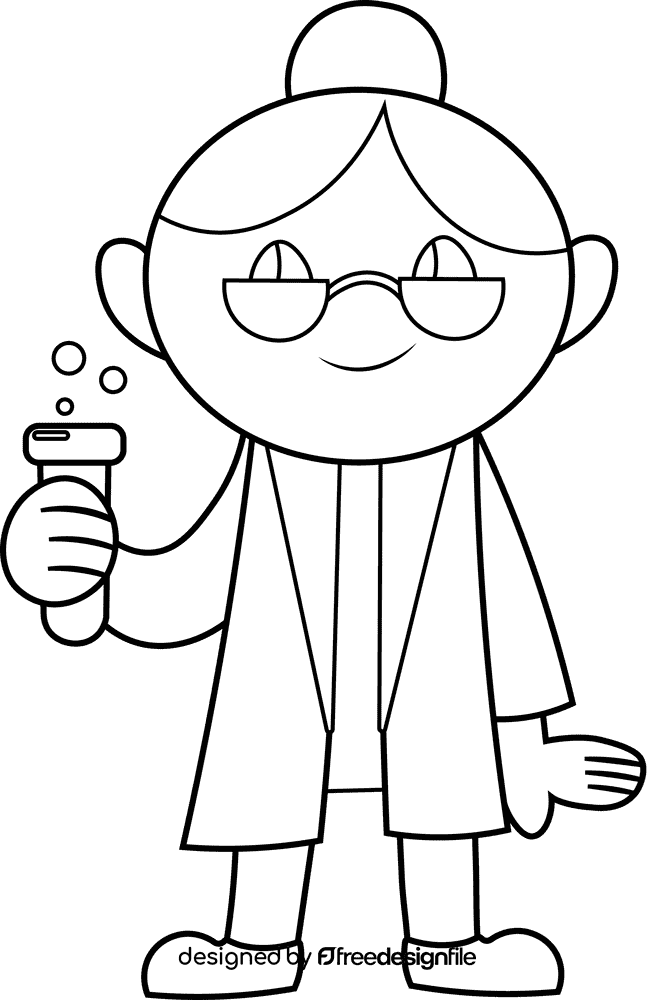 Scientist Chemist, Chemistry black and white clipart