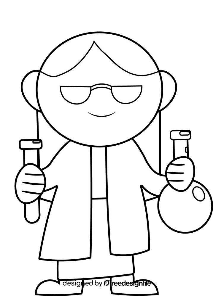 Scientist Chemist, Chemistry black and white clipart