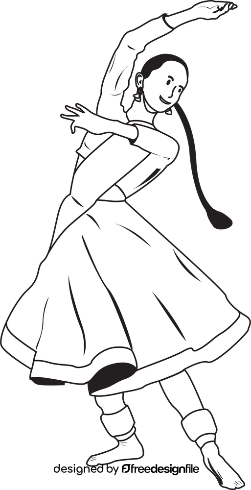 Dance Kathak drawing black and white clipart