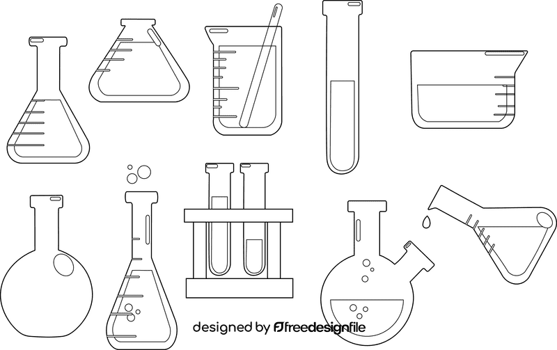 Chemistry Flask black and white vector