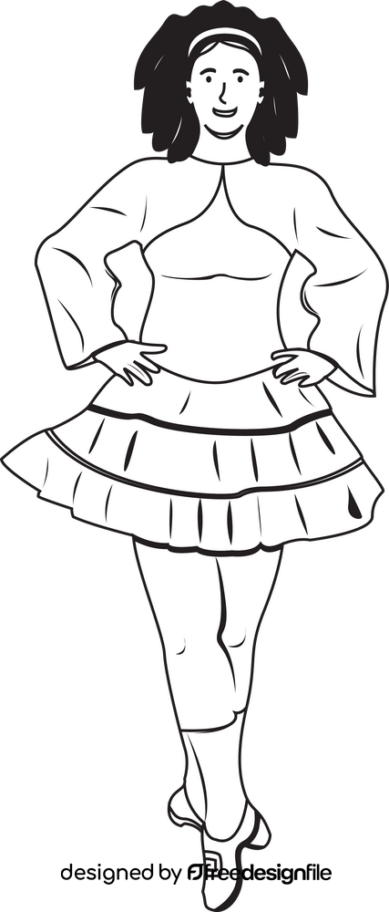 Irish dancer drawing black and white clipart