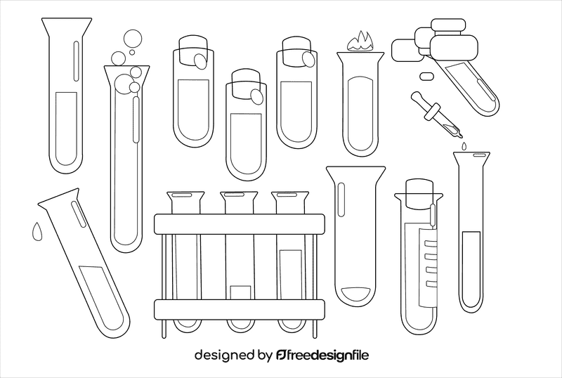Chemistry Test tubes black and white vector