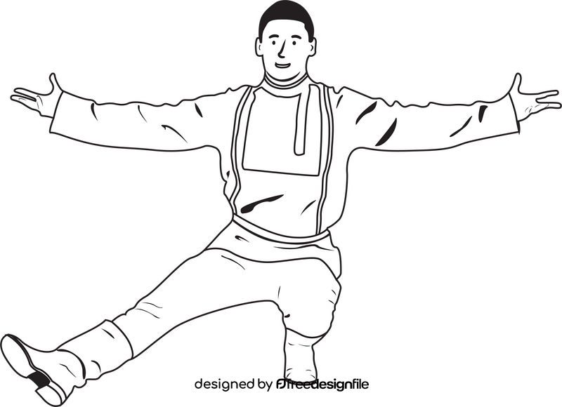 Russian dance drawing black and white clipart