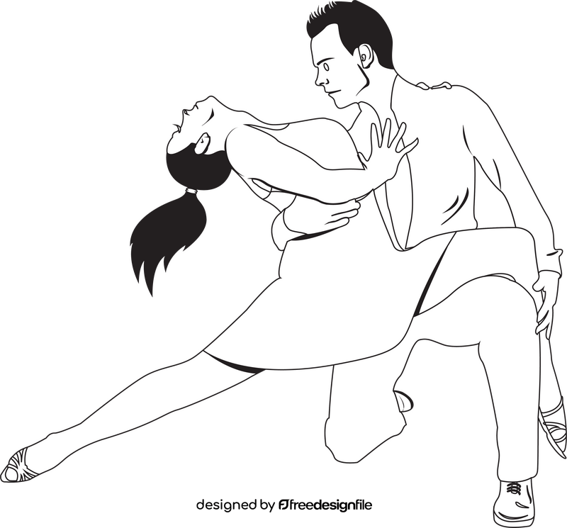 Salsa dance drawing black and white clipart